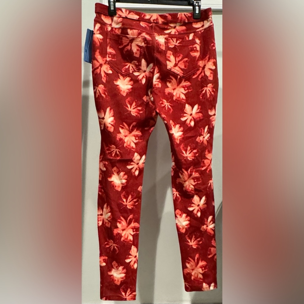 Simply Vera Vera Wang Burgundy Floral Chino Leggings Size M New With Tags - Picture 4 of 16